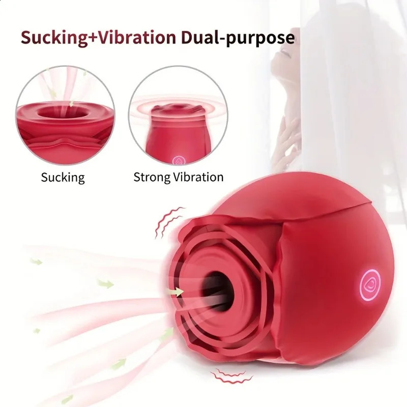 Rose Shape Vagina Sucking Vibrator Intimate Good Nipple Sucker Oral Licking Clitoris Sex Stimulator G Spot Vibrators for Woman 240914