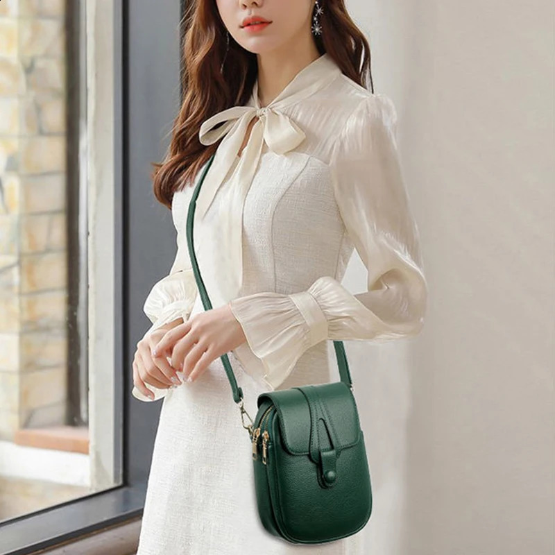 Simple n PU Leather Crossbody Shoulder Bags for Women Spring Retro ed Handbags and Purses Ladies Mobile Phone sac 240914