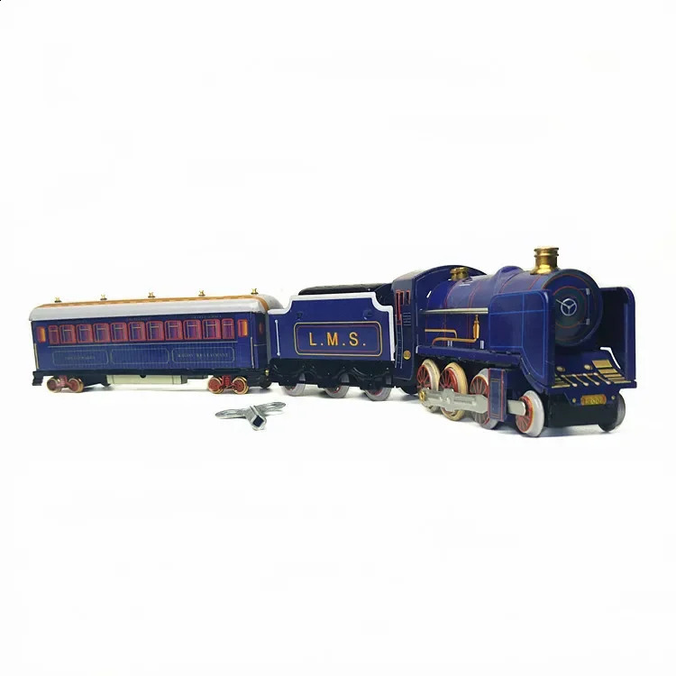 Funny Adult Collection Retro Wind up toy Metal Tin moving Vintage Rail train model Mechanical Clockwork toy figures kids gift 240904