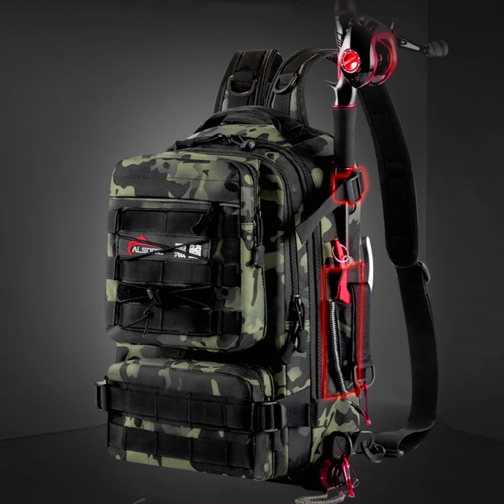 Cross body multifunctional fishing bag waterproof tactical backpack outdoor shoulder sports box mens 240911