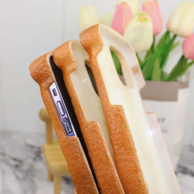 3D Toast Bread Phone For iPhone 14Pro MAX Case 15 14 13Pro 12 11 Funny Cute Creative Butter Fried egg Protection Soft Cover
