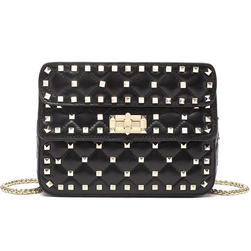 2025 New Fashion Women Sheepskin Leather Rivet Handbags Chain Bag Designer Shoulder Woman Messenger Bags Clutches 7fc9