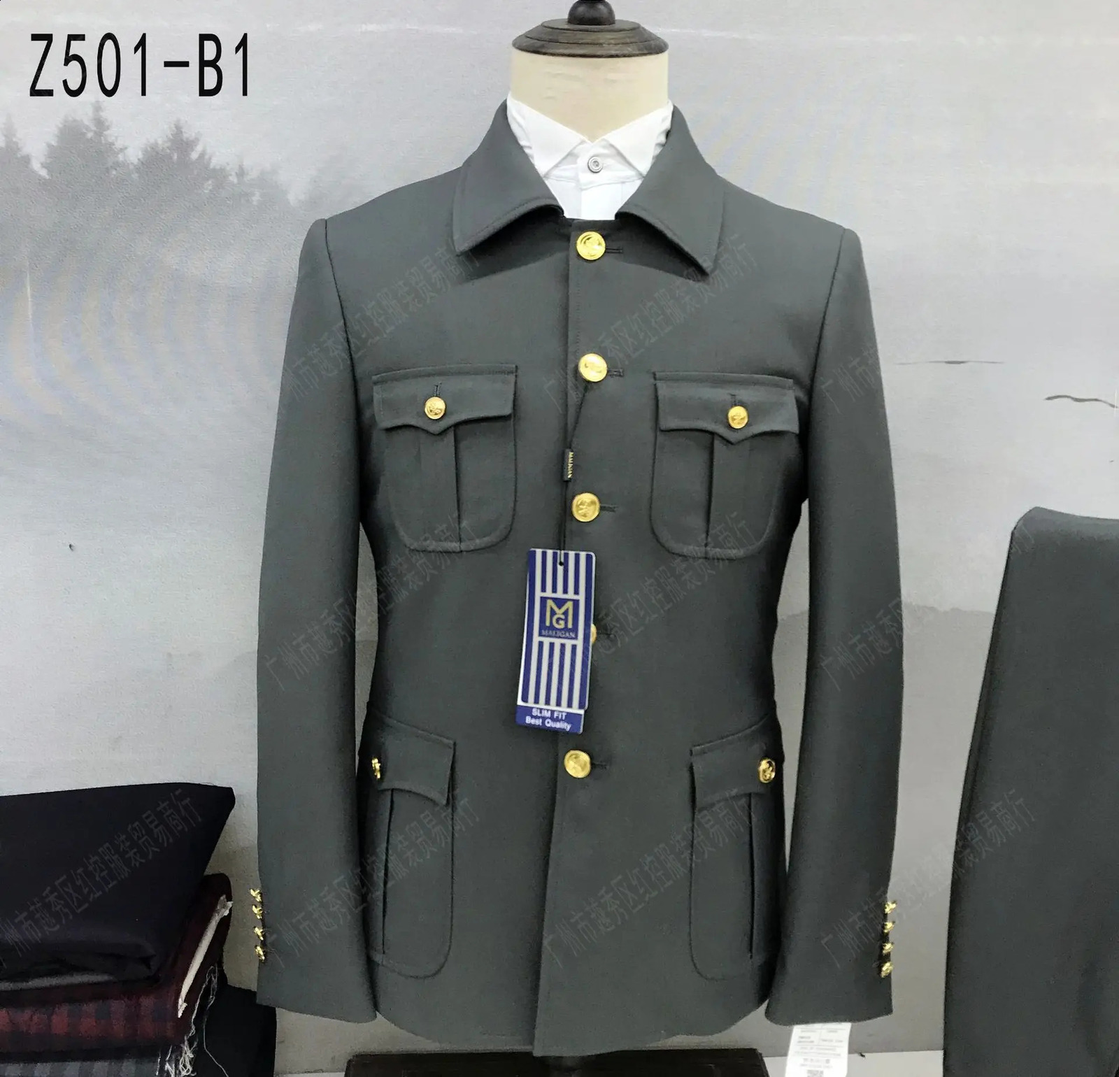 2 Pcs Suit Set Blazers Jacket Pants / Fashion Mens Casual Boutique Single Breasted Stand Collar Tunic Suits Coat Trousers 240914