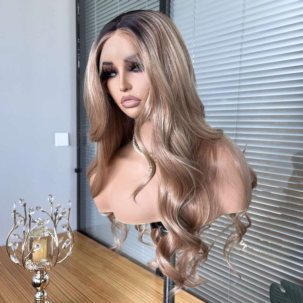 2023 Beautytown Synthetic Front Lolita Rose Gold Color Soft Transparent Lace Hair Wigs For Women Daily Wear Wig