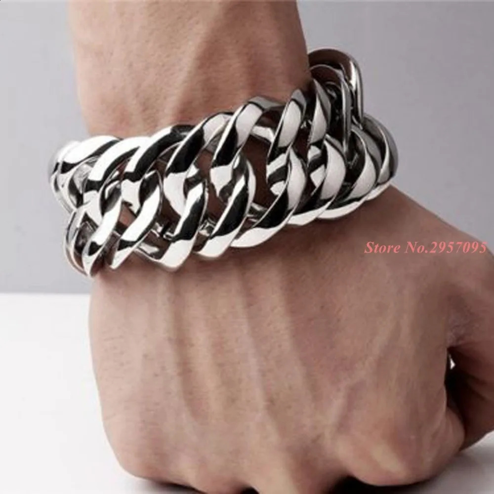 2030mm wide mens chain Cuban heavyduty 316L stainless steel bracelet free delivery 240912