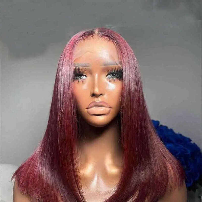 Brown Straight Front Cut Wig Glueless Layered Lace Wigs Synthetic Butterfly Haircut Natural Haire