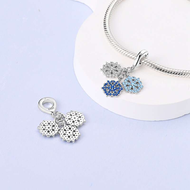 New snowflake Pendant Beads 925 Sterling Silver Charm Fit Charms Silver 925 Original Bracelet Necklaces DIY Jewelry Making For women Gifts