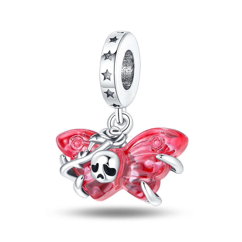 925 Sterling silver Halloween series, trick or treat without candy, skull, blood red demon, creative personality DIY bracelet Gifts for women