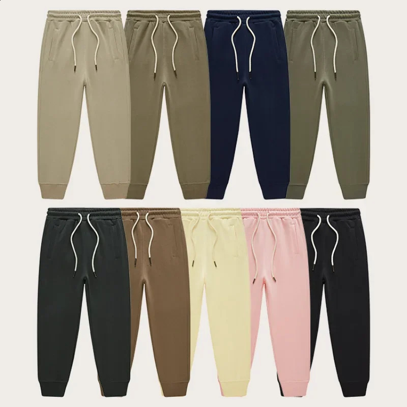 Autumn Kids Sweatpants Casual Sport 340G Terry Cotton Elastic Waist Teens Boys Girls Track Pants Cozy Soft Drawstring Trousers 240906