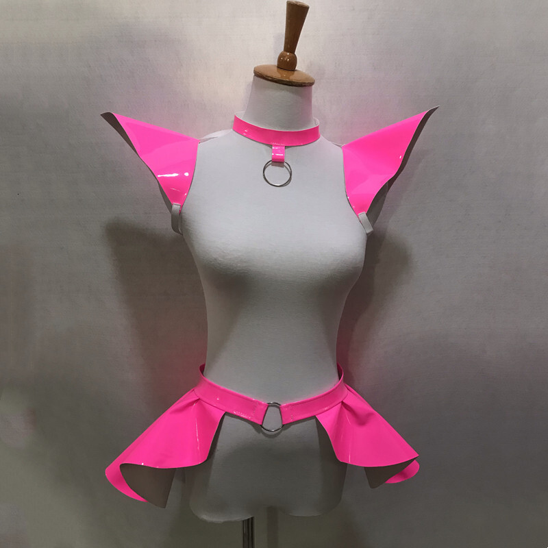 Fluorescence Yellow Laser Flying Shoulder Pads Skirt Women Performance Jazz Dance Clothing Bar Nightclub DJ G Dancer Costume