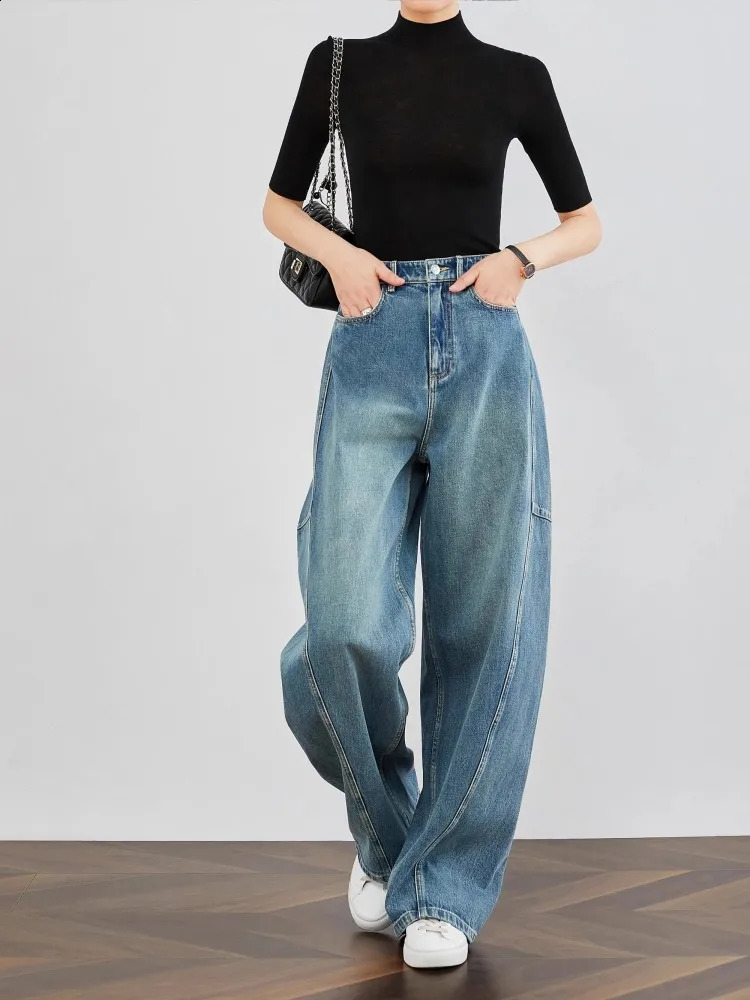 Wash Water Wide Leg Jeans For Women In 2024 Spring And Autumn Sense Elongated Loose Casual Sickle Shaped Pants 240911