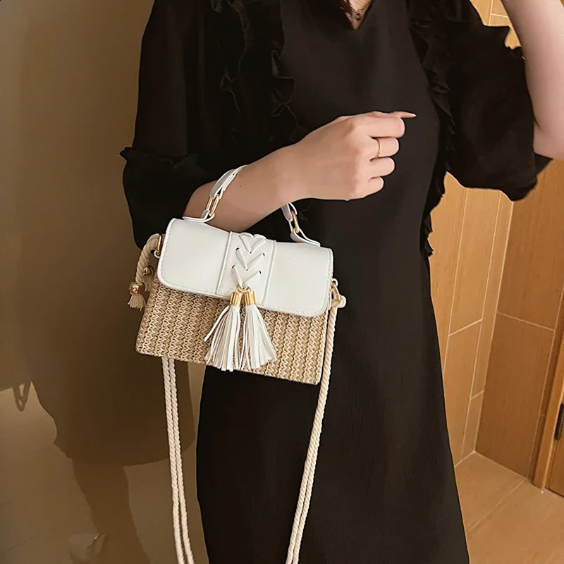 Youdeyisi grass woven tassel box bag handbag pendant trendy shoulder 240913
