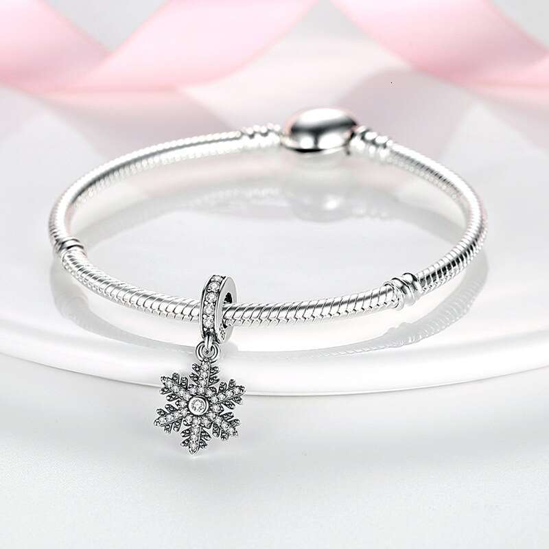 New snowflake Pendant Beads 925 Sterling Silver Charm Fit Charms Silver 925 Original Bracelet Necklaces DIY Jewelry Making For women Gifts