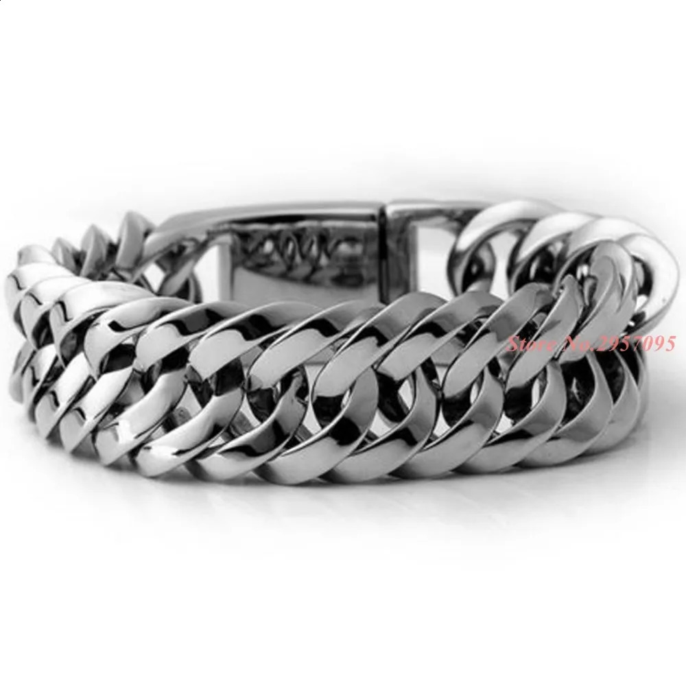 2030mm wide mens chain Cuban heavyduty 316L stainless steel bracelet free delivery 240912