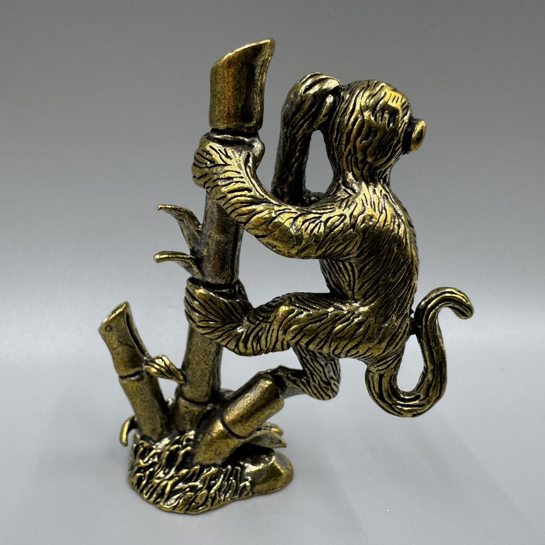 Solid Brass Monkey Figurine Statue House Office Decoration Animal Figurines Toys