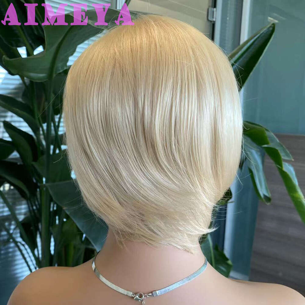 AIMEYA Blonde Short Wigs For Women Girls Natural Looking Lace Front Heat Resistant Synthetic Hair Wig Daily Use