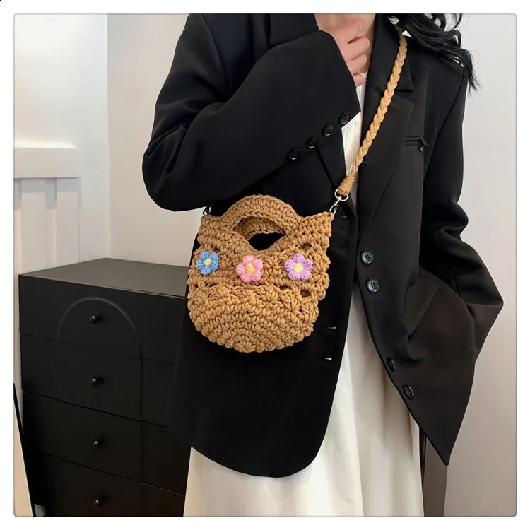 YOUDEYISI Summer Womens Bag Cute Forest Flower Portable Messenger Cotton Rope Hook Weaving 240913