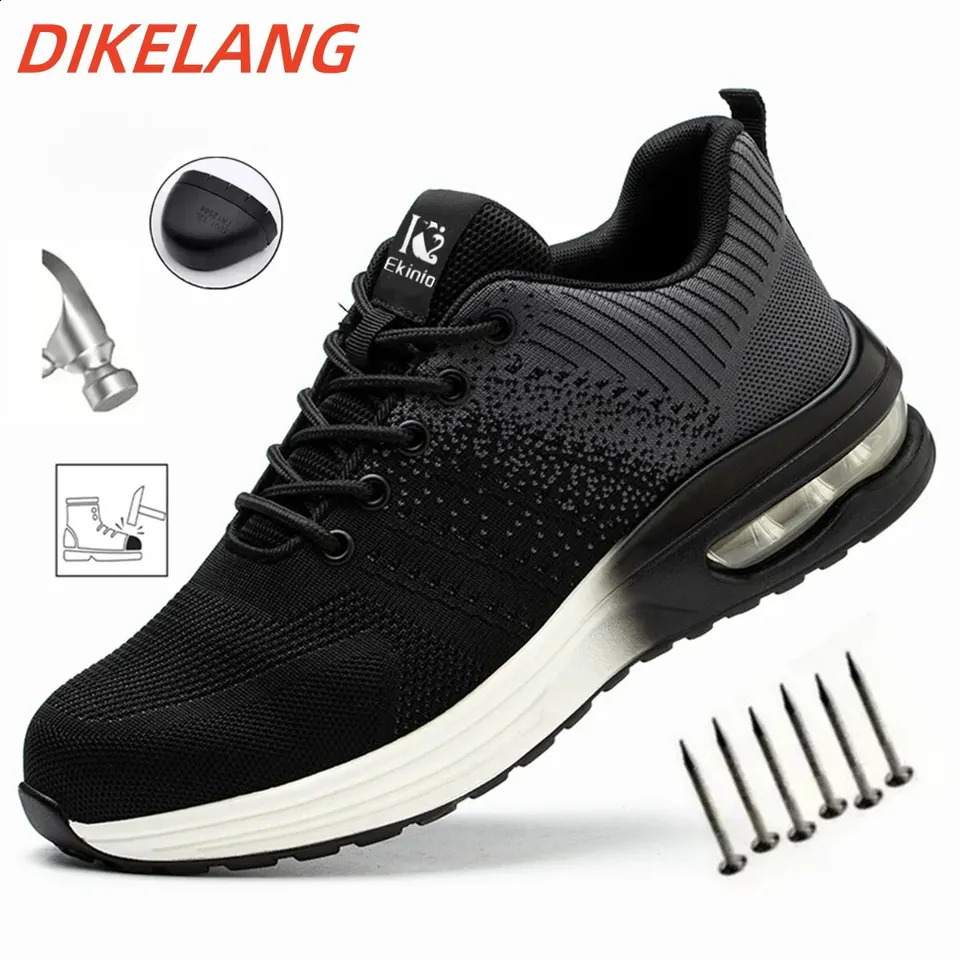 Air Cushion For Men Women Breathable Work Sneakers New Steel Toe Shoes Safety Protective Shoe 240904