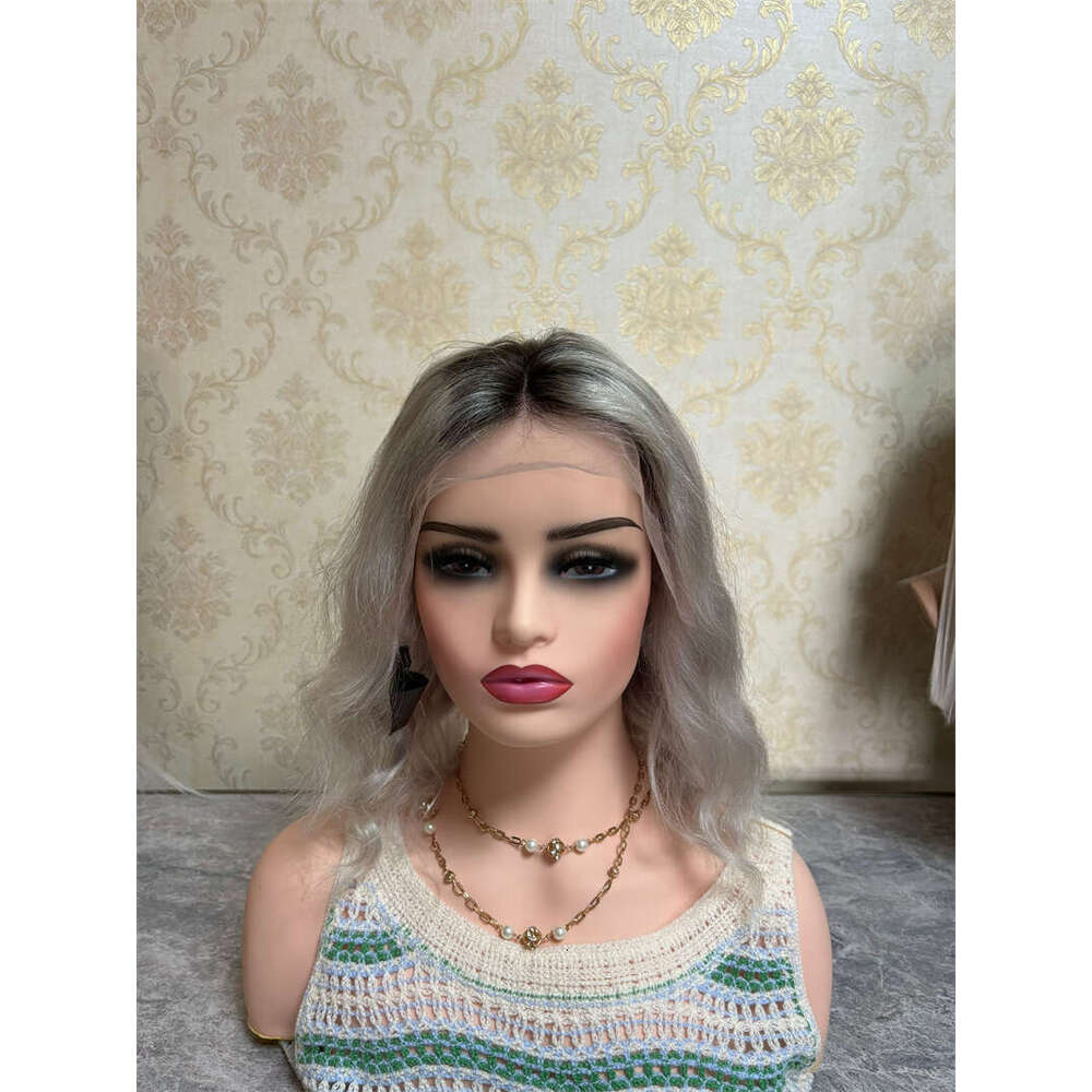 Ombre Ash Blonde Body Wave Synthetic HD Lace Front Short Bob Hair Wigs Heat Resistant Fiber Daily Use Cosplay Wig
