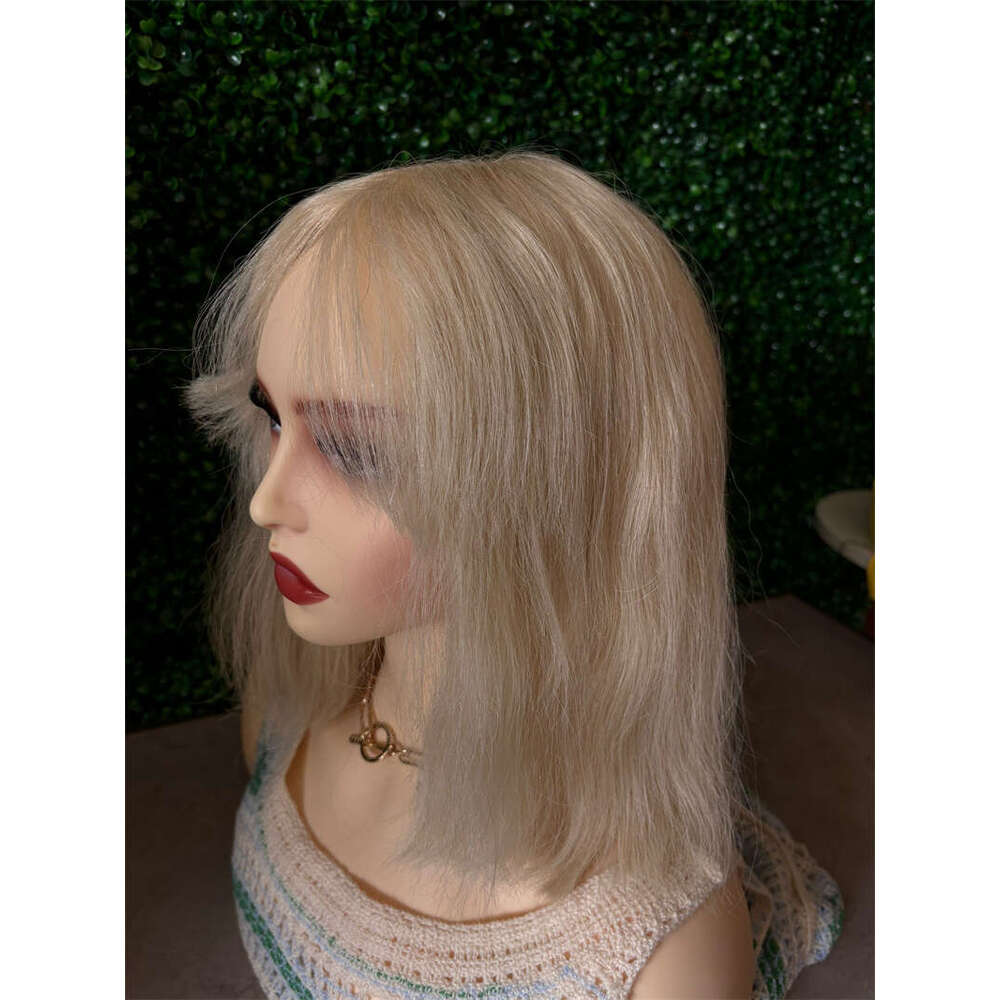 Short Straight White Bob Wig With Bangs Synthetic Hair For Daily Party Cosplay Halloween 13X4 HD Transparent Lace Front Wigs