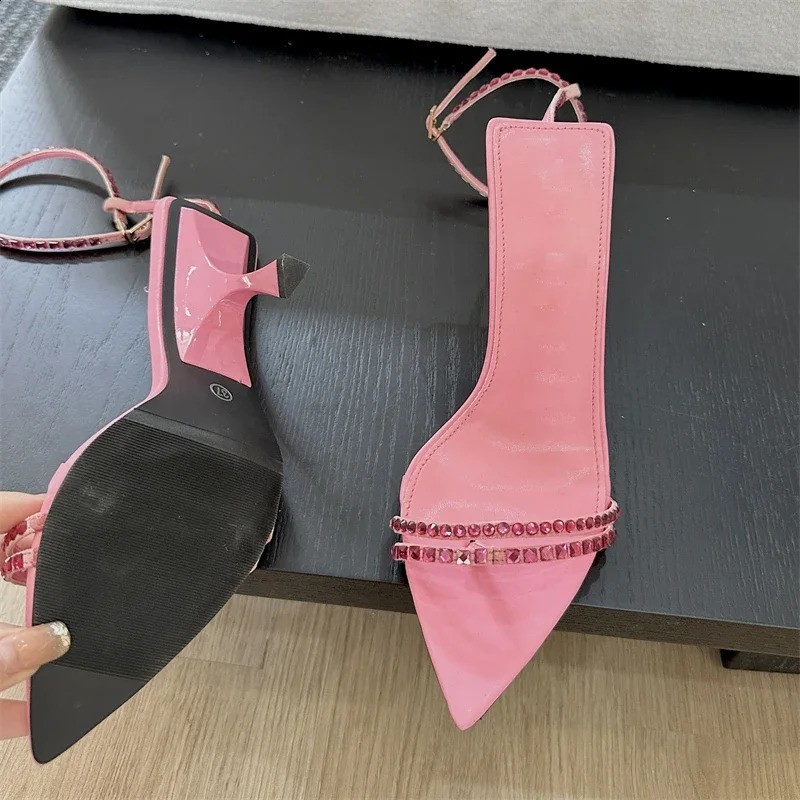 Eilyken Summer Sexy Crystal Narrow Band Buckle Strap Women Sandals Pointed Toe High Heels Banquet Party Shoes Zapatillas Mujer 240914