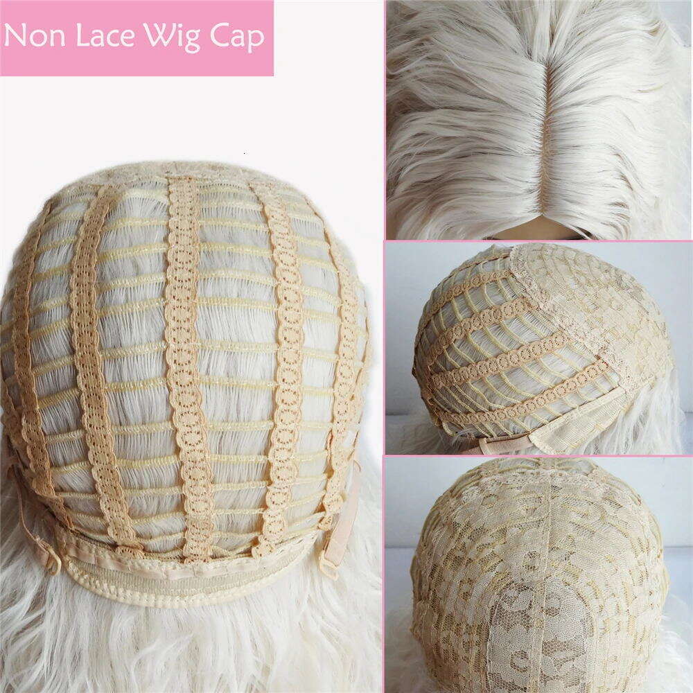 Platinum Icy Blonde Synthetic With Bangs Hine Made Red Blue 99J Wavy Hair Wigs For Women Heat Resistant Fiber Cosplay Wig