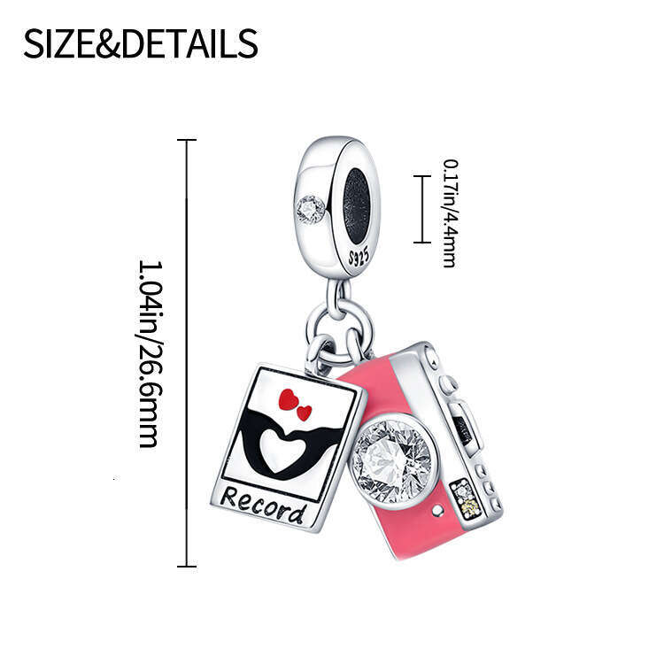 New 925 Sterling Silver Charm Pink camera pendant Beads Fit Charms Silver 925 Original Bracelet DIY Jewelry Making For women Gifts