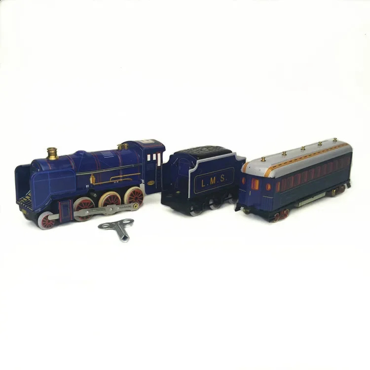 Funny Adult Collection Retro Wind up toy Metal Tin moving Vintage Rail train model Mechanical Clockwork toy figures kids gift 240904