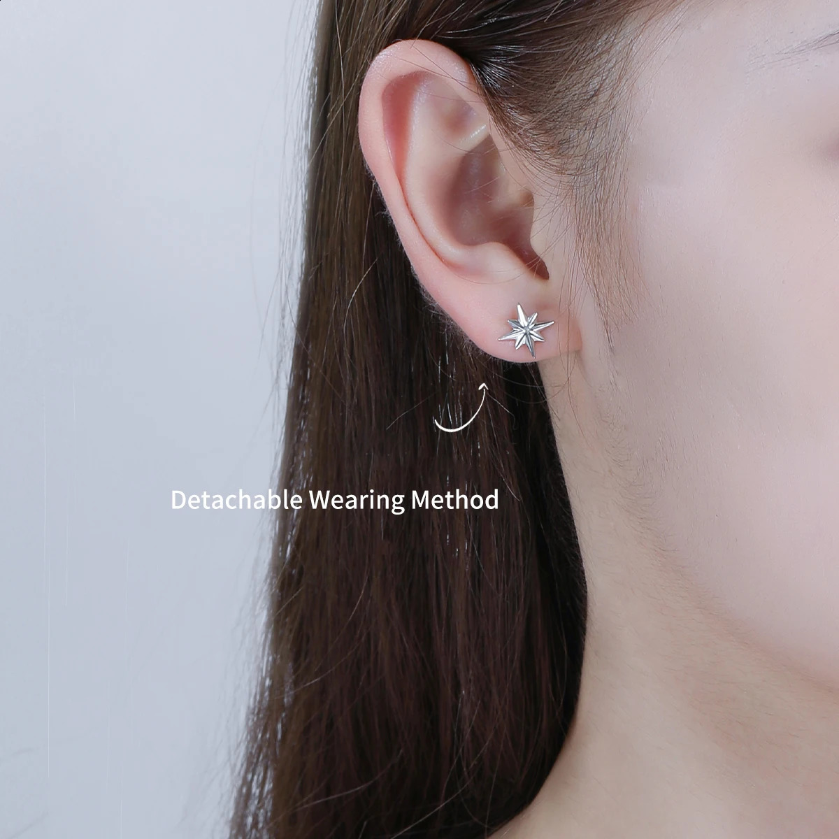 HAIKE S925 Sterling Silver Earrings Original Snowy Star Earpin A Two Wear Exquisite Fashion Elegant Girl 2024 Woman 240914