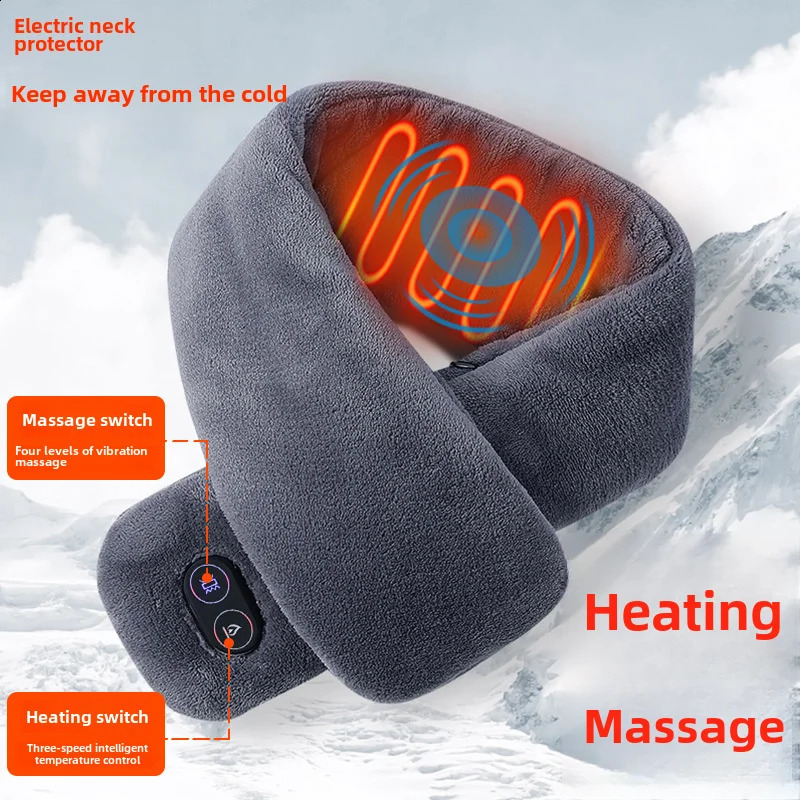 Charging Heating Mens and Womens Winter Scarf Shawl Foreign Trade Intelligent Heating Solid Color Vibration Massage Neck Warme 240909