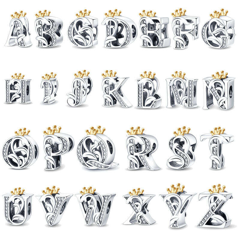 925 Sterling silver 26 A TO Z Letter pendant beads Charms creative personalized DIY Bracelet jewelry accessories bracelet For women