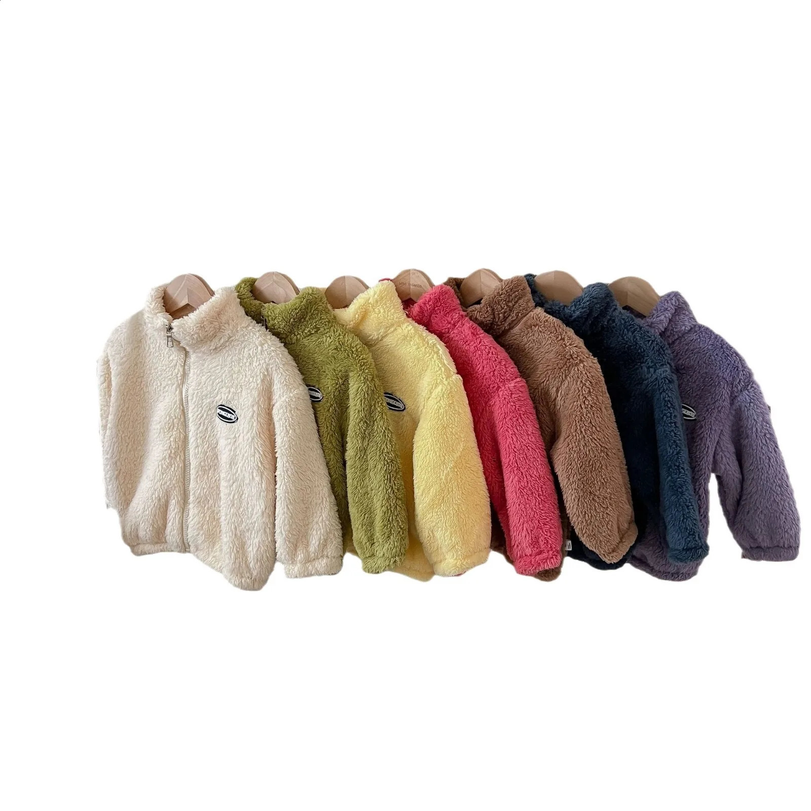 Autumn Winter Children Boys Coat Flannel Velvet Sticker Infant Baby Boy Outerwear Turtleneck Long Sleeve Kid Girl Fluffy Jackets 240905