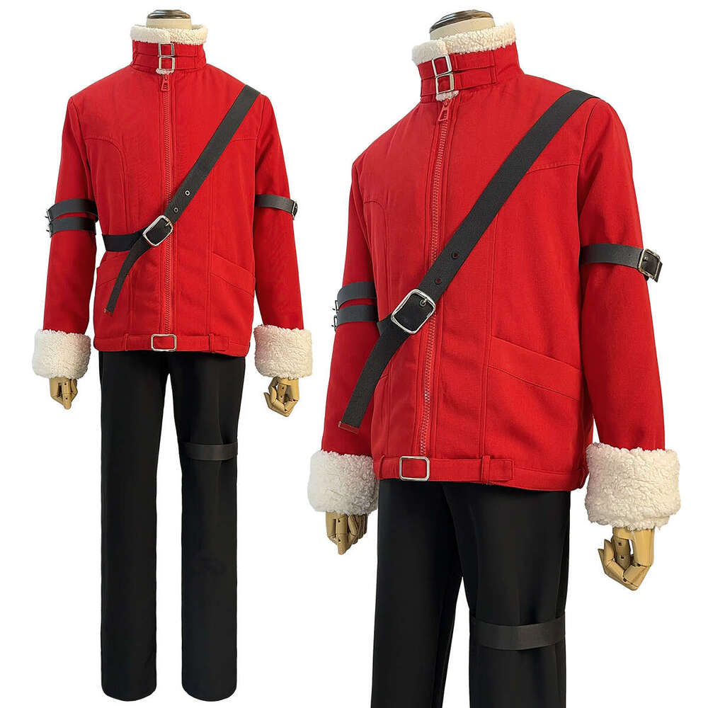 HOLOUN Frieren Beyond Journey's End Anime Stark Cosplay Costume Wig Red Winter Jacket Black Pants Casual Daily Wearing Gift