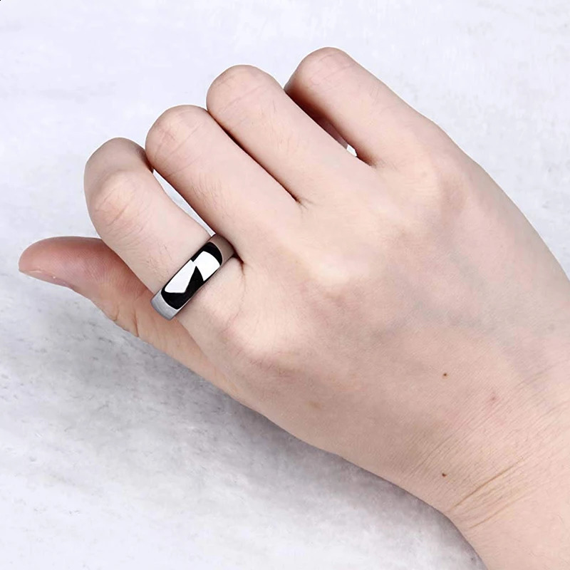 TIGRADE 28mm Mens Wedding Band Polished Women Simple Engagement Classic Rings Black Silver Color Lady anel 315 240906