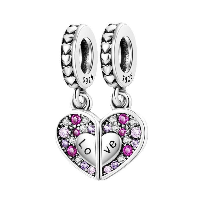New 925 Sterling Silver Friendship Series Love Pendant Charms DIY Bead Bracelet Necklace For women