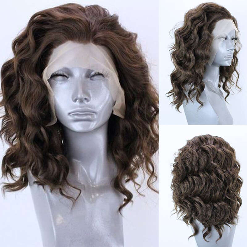 AIMEYA Dark Brown Body Wave Synthetic Lace Front For Women Free Part Cosplay Colorful Wigs