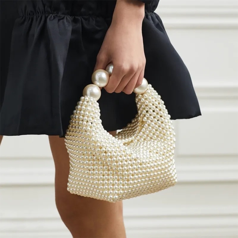 Handmade New Pearl Handbags For Women luxury bag Fashion Trendy Portable Purse Party Shoulder Tote Bags