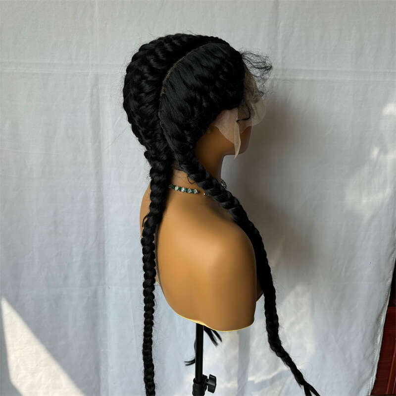 30 Inches Long Synthetic Braided Wigs Lace Front Dutch Four Cornrow Braids Wig With Baby Hair For Black Women