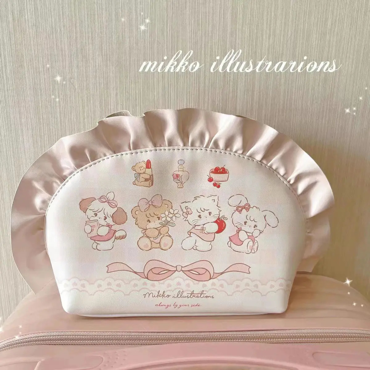 Kawaii Mikko Cosmetic Bag Cute Anime Student High-Capacity Pencil Case Cartoon Shell Bags Accessories for Birthday Gift Girl 240913