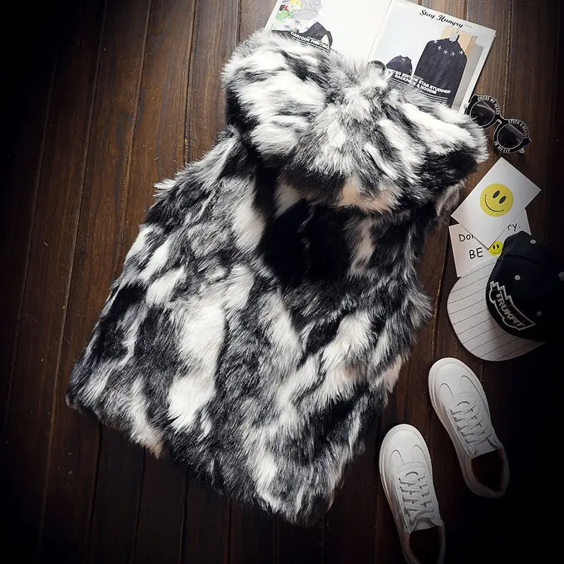 Autumn and Winter Mens High Quality Fur Fluff Vest Mens Windproof Hooded Jacket Sleeveless Warm Vest Coat Z63 240905