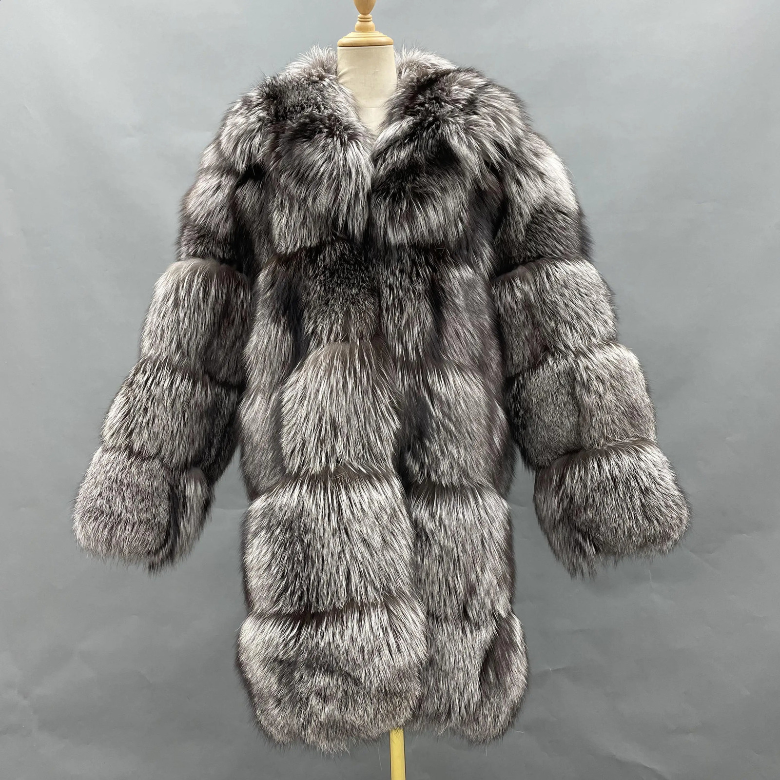 Janefur Man Jacket Real Fur Silver Fox Fur Coat Long Thick Warm Custom Wholesale Men Winter Coat 240905