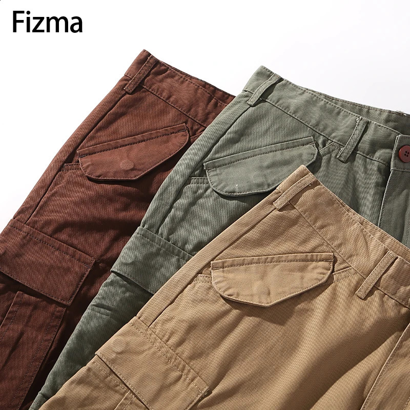 Fizma Armygreen Outdoor Cargo Pants Men Jogging Casual Pants Autumn Winter Pantalones Cargo Hombre Cotton Straight Trousers Male 240911