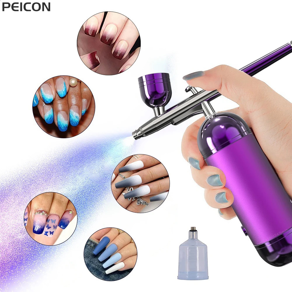 Portable spray gun with compressor used for nail cake tattoo makeup paint air spray gun oxygen sprayer air brush kit 240914