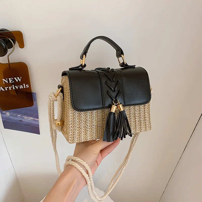 Youdeyisi grass woven tassel box bag handbag pendant trendy shoulder 240913