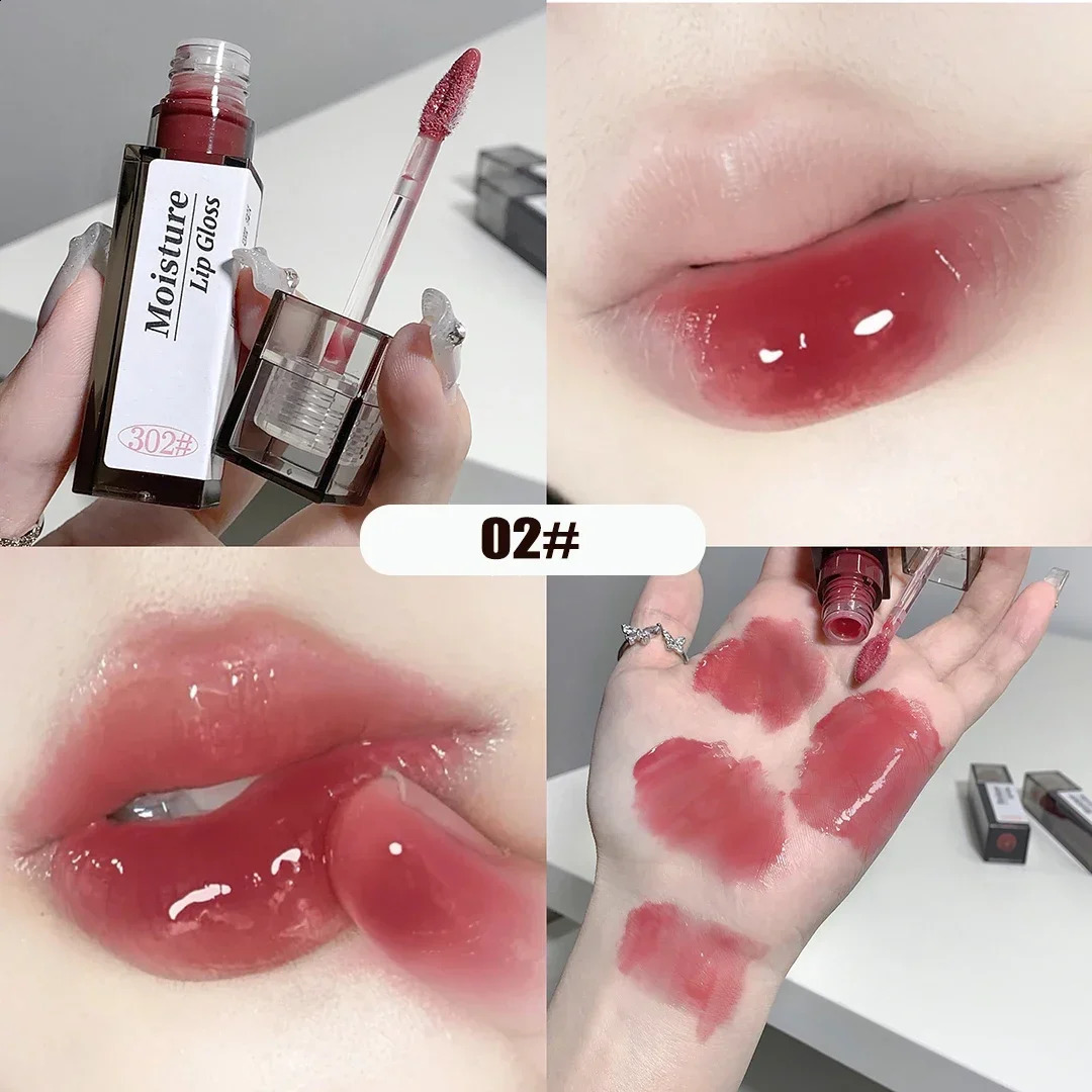Nude Grey Mirror Lip Glaze Crystal Tint Oil Clear Water Light Gloss Lasting Nonstick Cup Punk Smoky Liquid Lipstick 240911