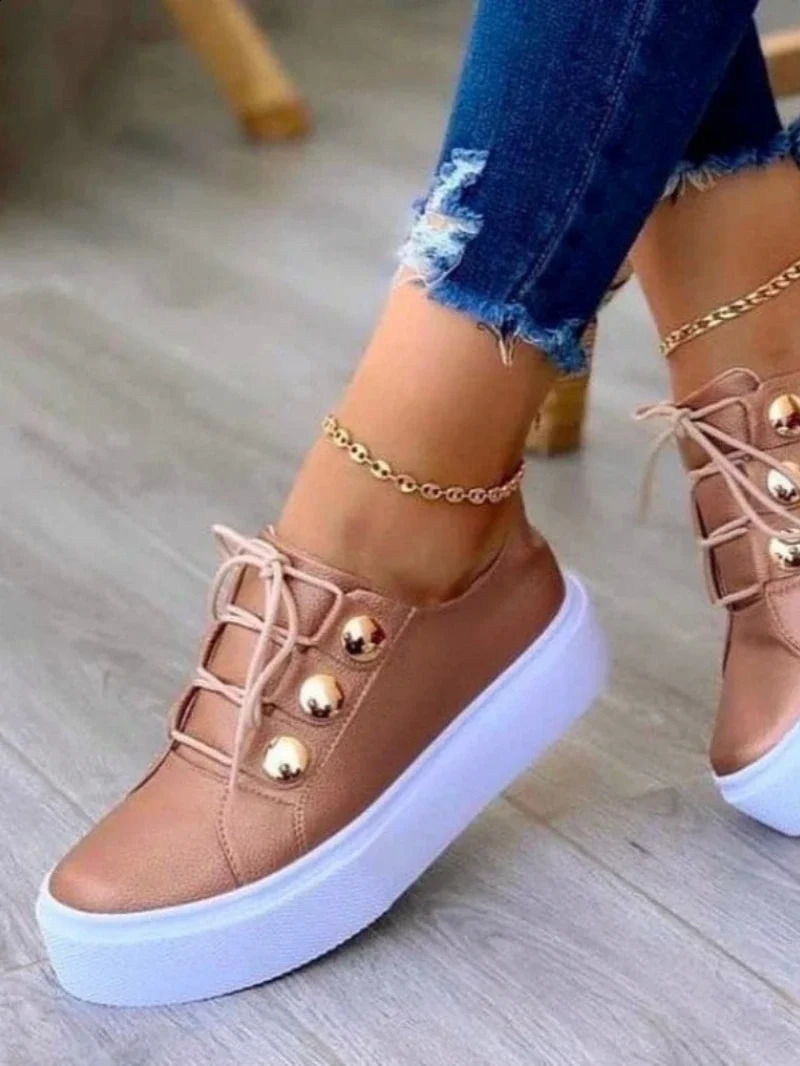 White shoes women 2024 fashionable round toe platform shoes size 43 casual shoes women lace flat bottom women Loafers Zapatos Mujer 240914