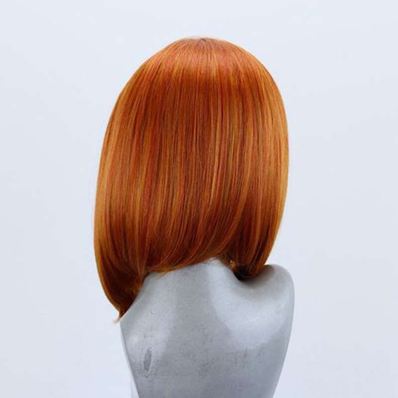 AIMEYA Synthetic Wig Orange Lace Front For Women Straight Free Part Short Ginger Bob Daily Wear Cosplay Wigs