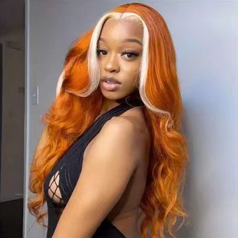 AIMEYA Blonde Highlights Long Body Wave Orange With 613 Highlight Wig Natural Looking Synthetic Hair Daily Use Cosplay