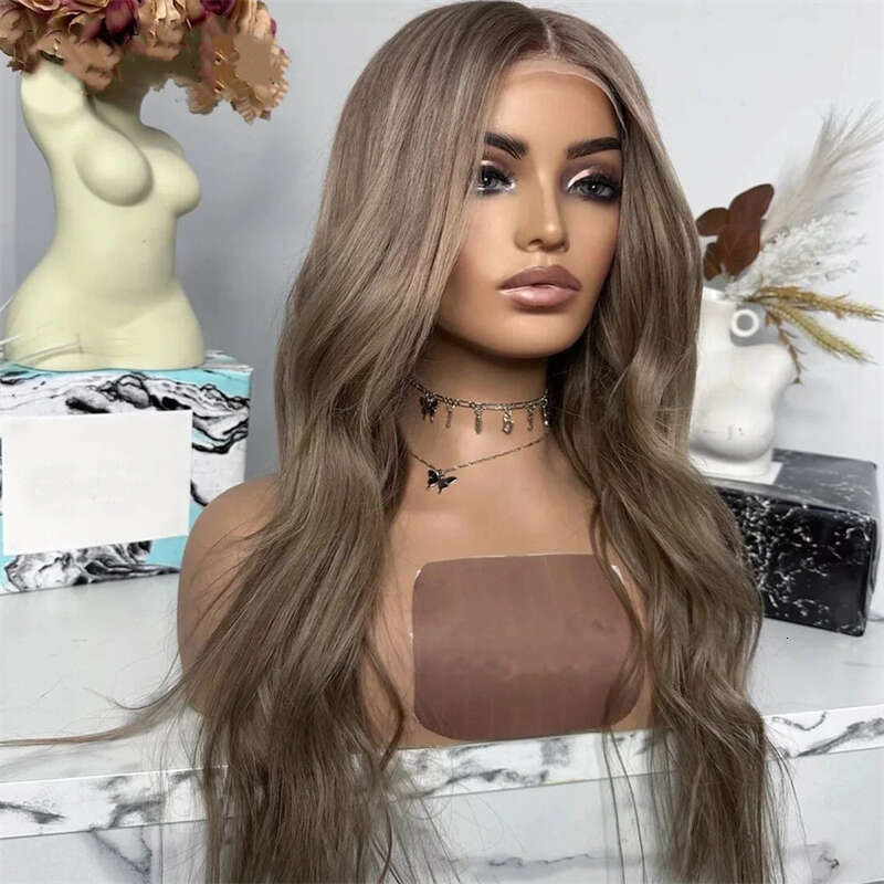 Ombre Long Straight Synthetic Front Wig Glueless Brunette Hair Chocolate Brown Lace Wigs For Women Party Cosplay
