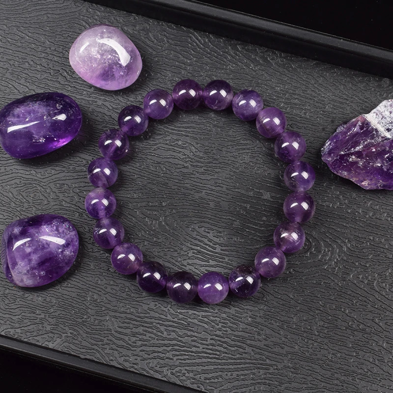 Natural Amethyst Bracelet High Quality Stone Bead Men Real Original Purple Reiki Crystal Quartz Jewelry 240906